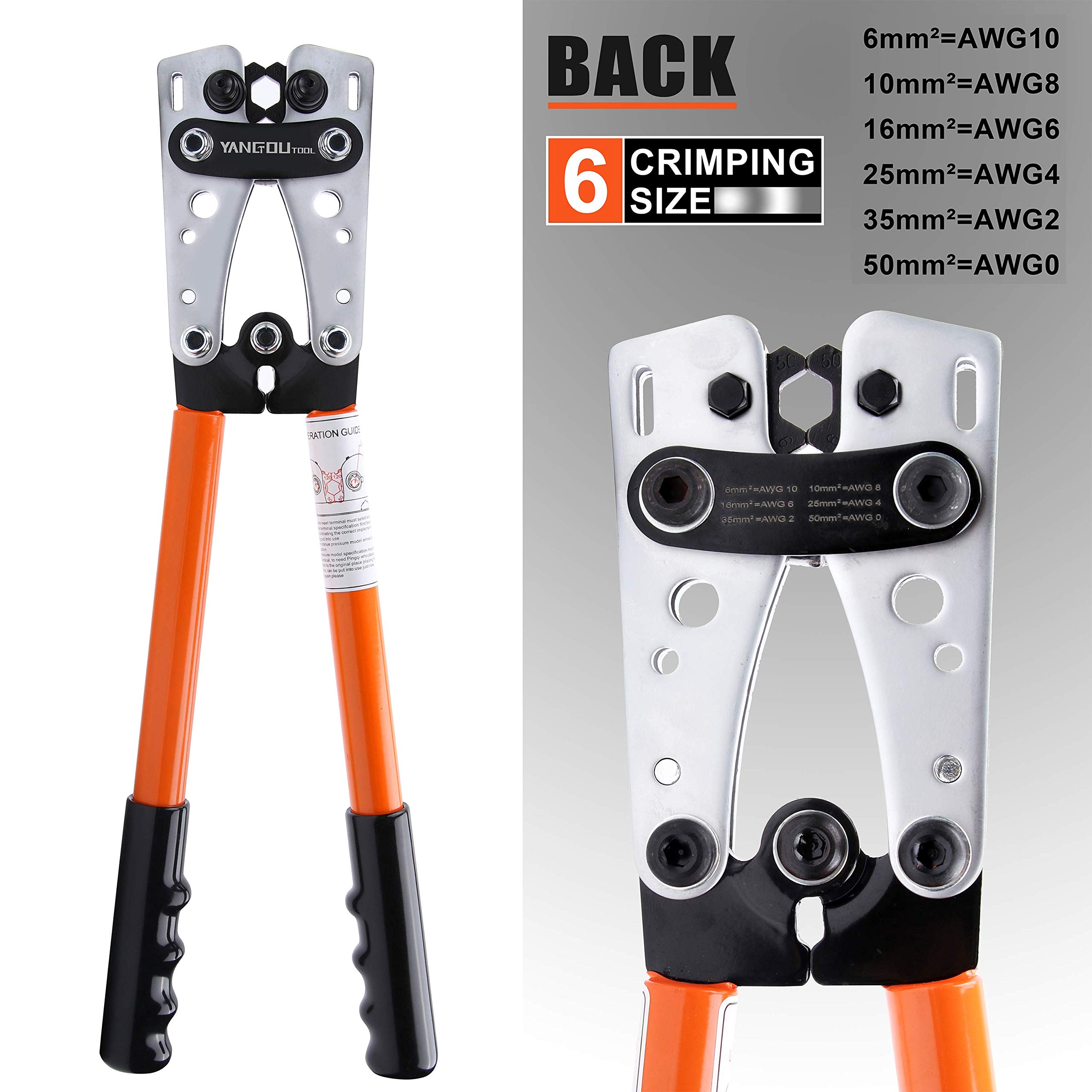Professional Battery Terminal Cable Crimping Tool - AWG 1/0 to 10 Gauge - Heavy Duty Wire Lug Crimper for Large Electrical Connectors - Perfect for Car, Vehicle Maintenance & Electrical Repairs - Ideal for Mechanics, Electricians & DIY Auto Enthusiasts