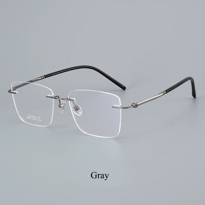 Bclear Unisex Rimless Polygon Square Titanium Eyeglasses Frame 46085 - Lightweight Durable Glasses for Work, Reading & Fashion