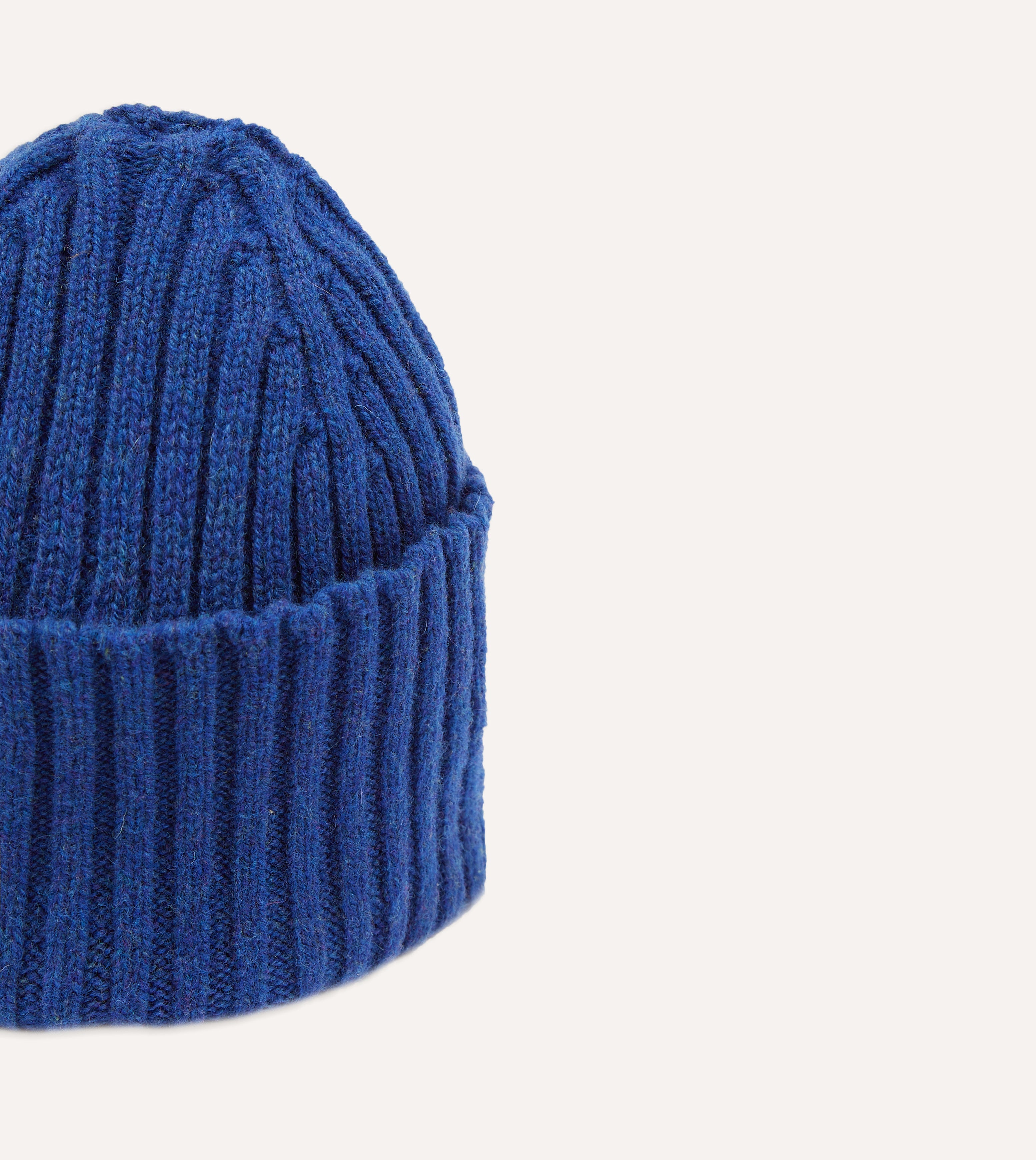 Royal Blue Lambswool Ribbed Knit Cap - Soft Winter Beanie for Men & Women - Perfect for Skiing, Hiking and Cold Weather Outdoor Activities
