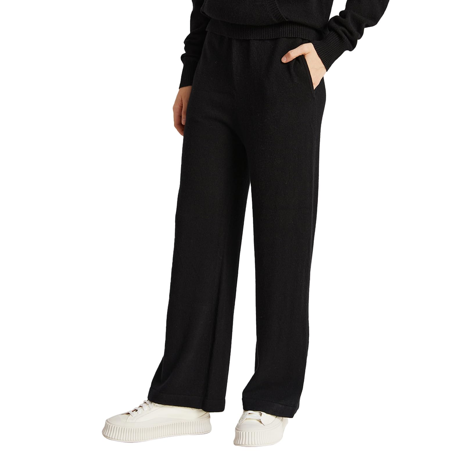 Premium Women's Wide Leg Cashmere Sweatpants - Soft Winter Lounge Pants for Women - Cozy & Warm Fleece-Lined Comfort Pants - Perfect for Home, Yoga, and Casual Outings