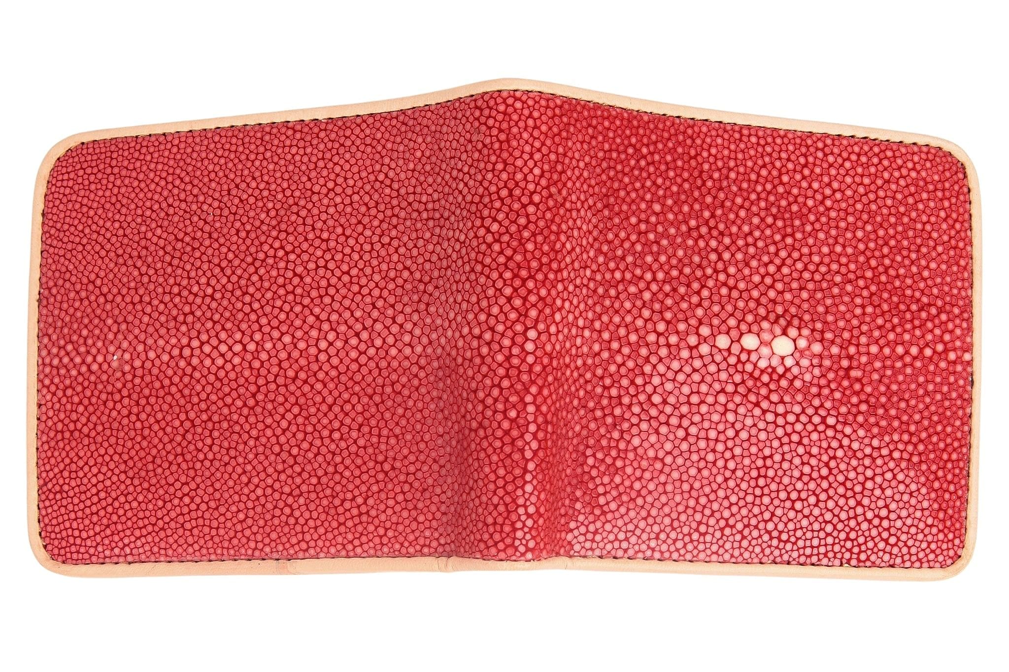 Premium Genuine Stingray Leather Wallet for Men - Durable Red Handmade Billfold with RFID Protection - Perfect for Business, Travel & Everyday Use