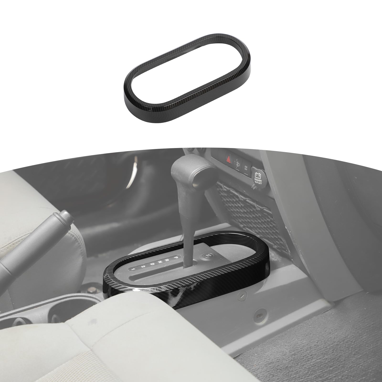 Carbon Fiber Gear Shift Panel Trim Cover for Jeep Wrangler JK & JKU (2007-2010) - Black ABS Interior Accessories | Upgrade Your Jeep's Interior Style & Protection