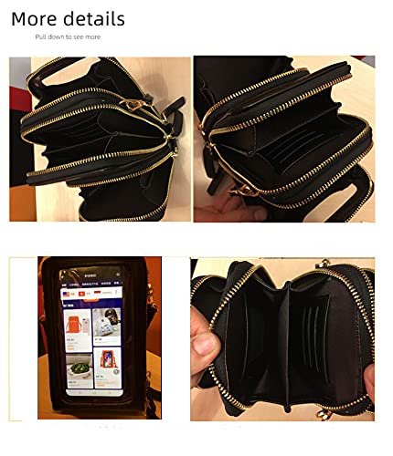 Touch Screen Crossbody Bag for iPhone 11/11 Pro Max - Women's Leather Phone Purse with Credit Card Slots & Adjustable Strap (Orange) - Perfect for Shopping, Travel & Daily Essentials