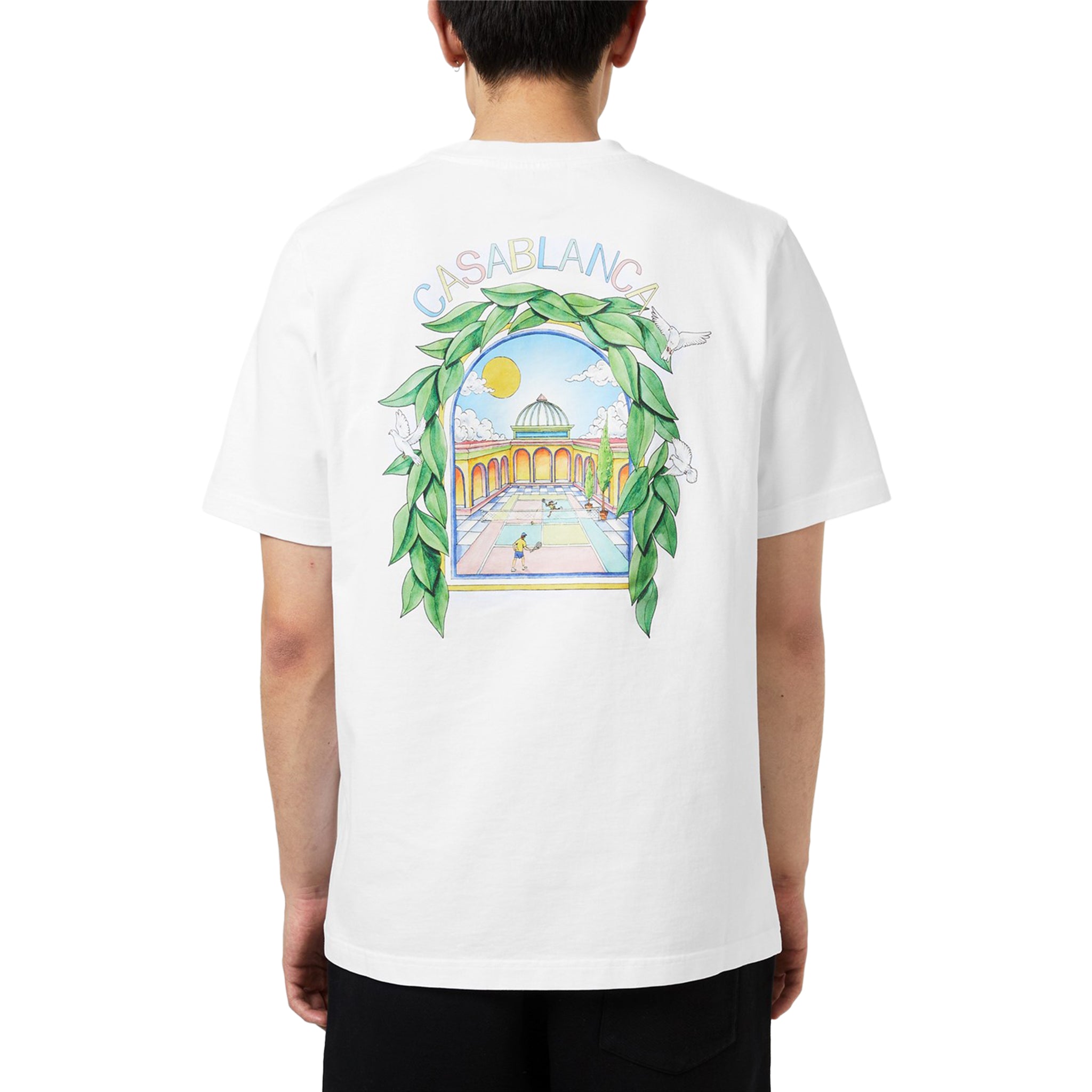 Casablanca L'Arche Tennis Club Graphic White T-Shirt - Stylish Cotton Tee for Men - Perfect for Tennis, Casual Wear & Street Fashion