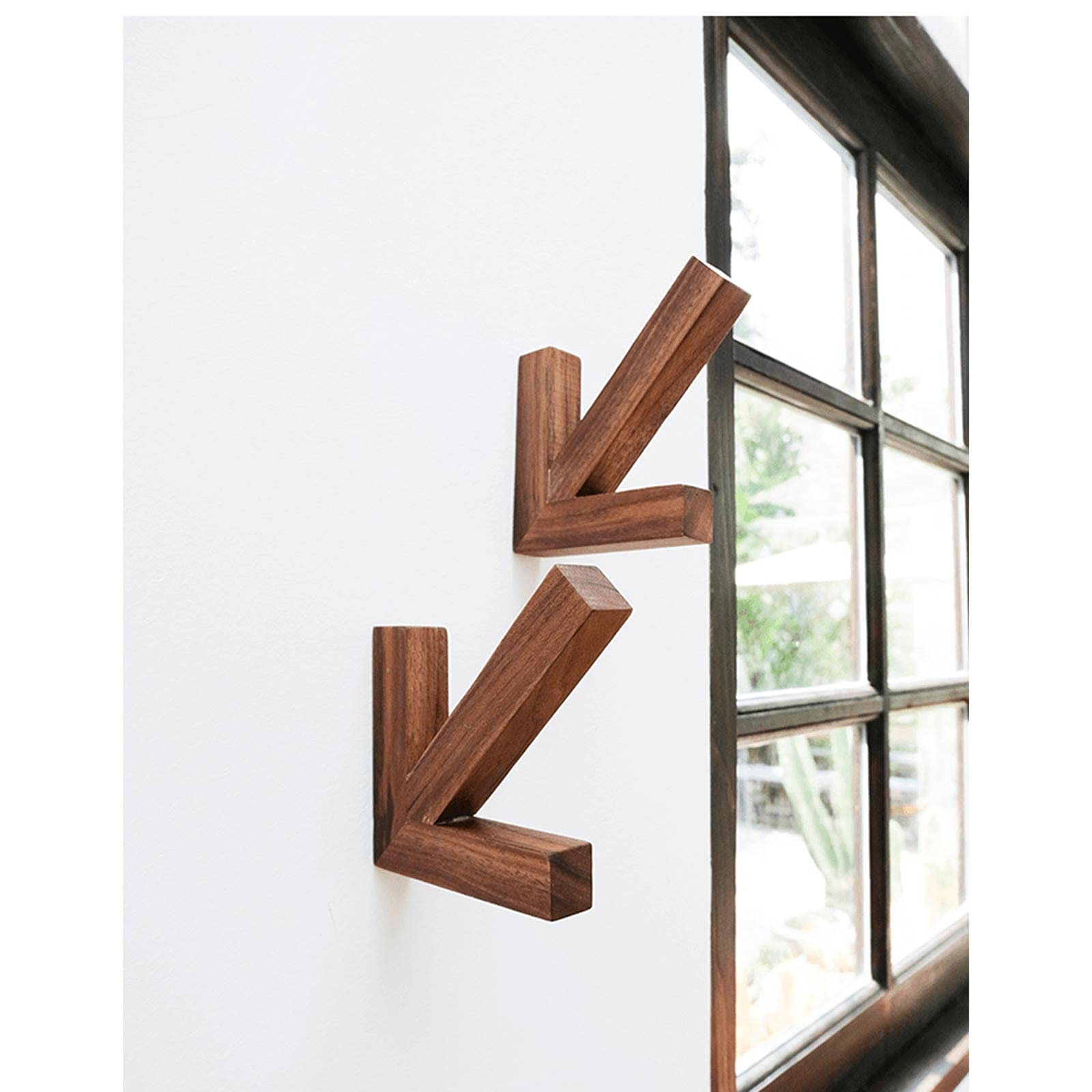 Natural Wood Coat Hooks - Wall Mounted Hangers for Jackets, Hats & Bags | Solid Black Walnut Wooden Hooks | Durable Wall Decoration & Storage Solution for Entryway, Bedroom & Bathroom
