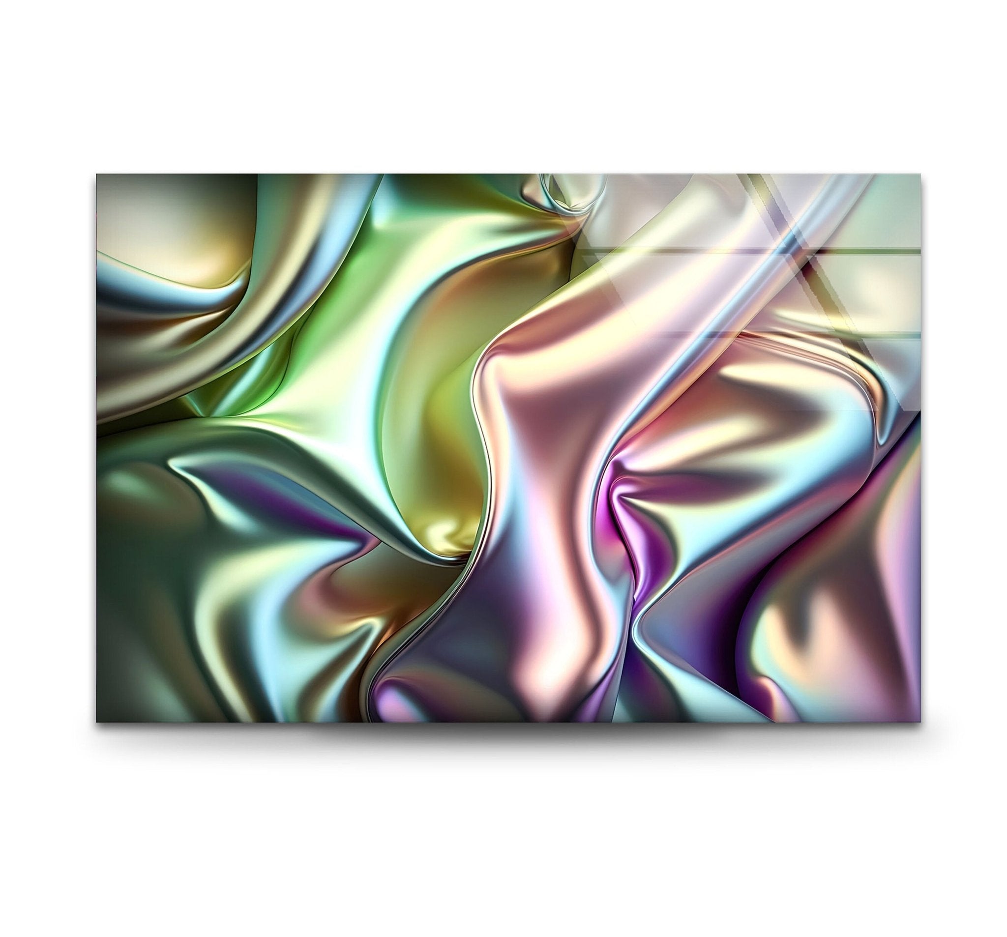 Abstract Iridescent Glass Wall Art - Modern Handmade Home Decor for Living Room, Bedroom & Office - Unique Shimmering Light Reflection Decorative Piece