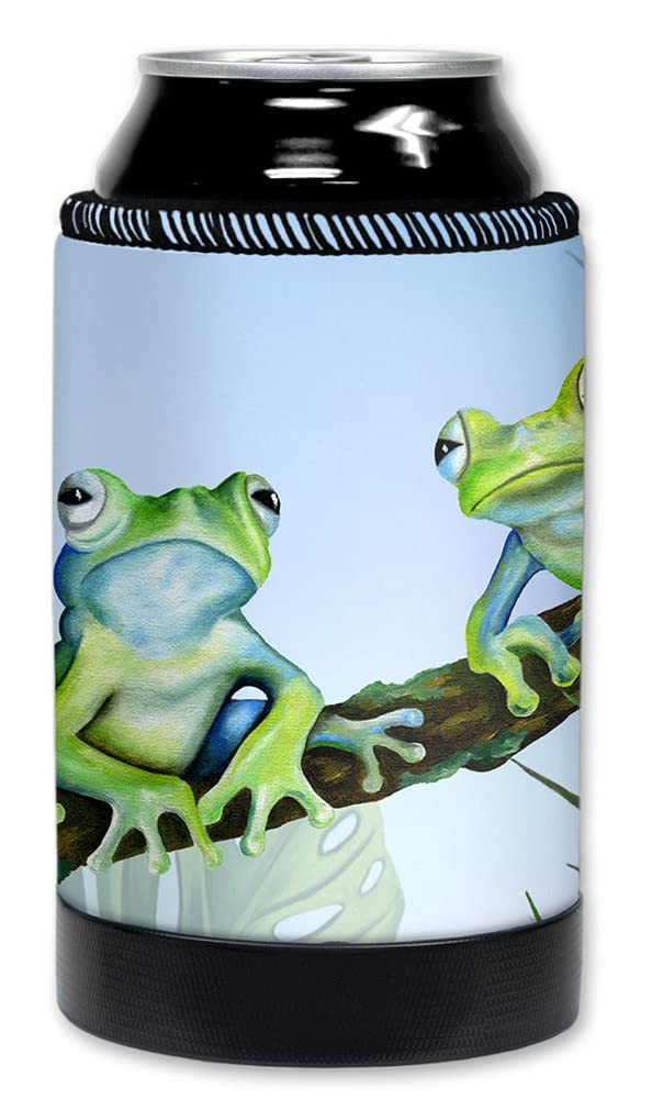 Premium Neoprene Can Cooler for Beer & Soda (12oz) - Made in USA - Insulated Beverage Sleeve for Cans & Bottles - Green Frog Design - Perfect for Picnics, BBQs & Outdoor Parties
