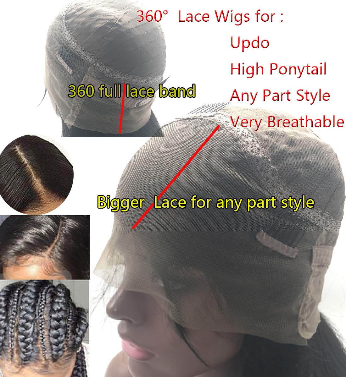10A Brazilian Silky Straight Human Hair Wig 360 Lace Frontal with Baby Hair - 10