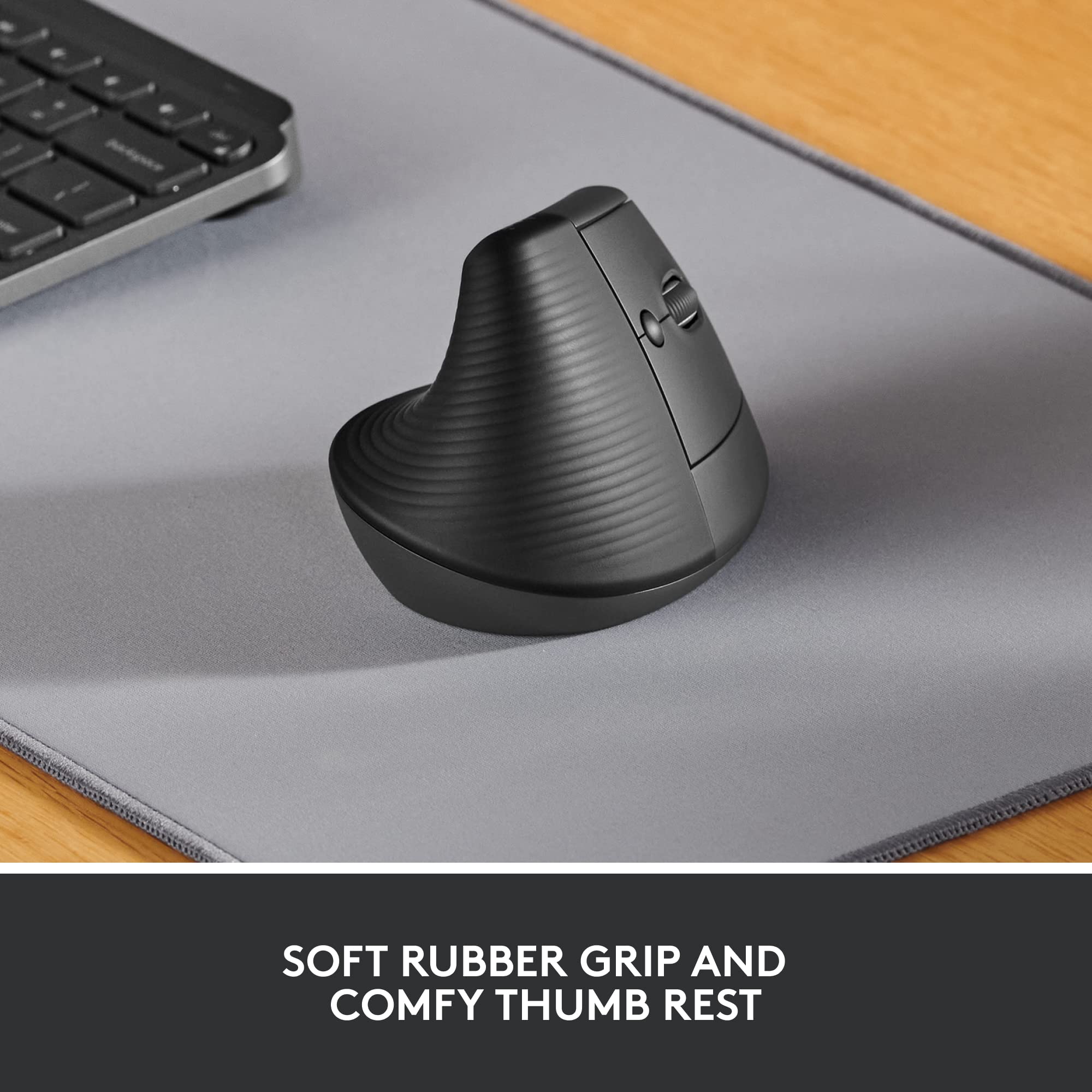 Logitech ERGO K860 Wireless Ergonomic Keyboard & Lift Vertical Mouse - Bluetooth/USB Receiver, Quiet Clicks, 4-Button Design (Graphite) - Perfect for Office Work, Programming & Long Typing Sessions