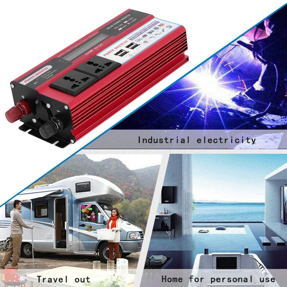 5000W Solar Power Inverter DC 12V/24V to AC with Digital Display & 4 USB Ports - Car Cigarette Lighter Battery Converter for Vehicles, RV, Truck | Perfect for Road Trips, Camping & Emergency Power Backup