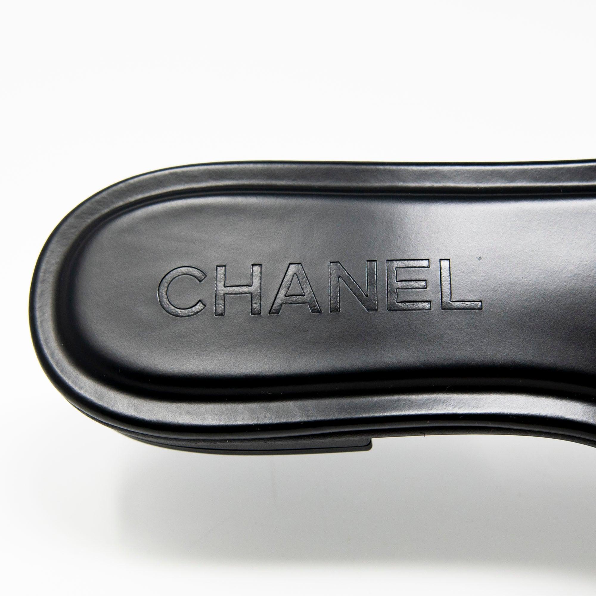 Chanel Black Logo Sandals Size 36 - Luxury Designer Women's Summer Shoes for Beach, Vacation & Evening Outfits