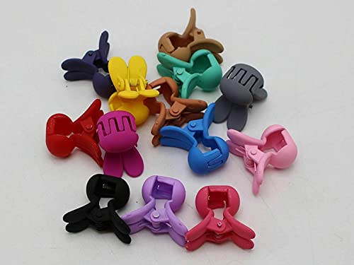 BAKEFY 24-Piece Mixed Color Mini Plastic Hair Claw Clips - Cute Bunny Rabbit Design for Women & Girls - Perfect for School, Work, and Everyday Hairstyles