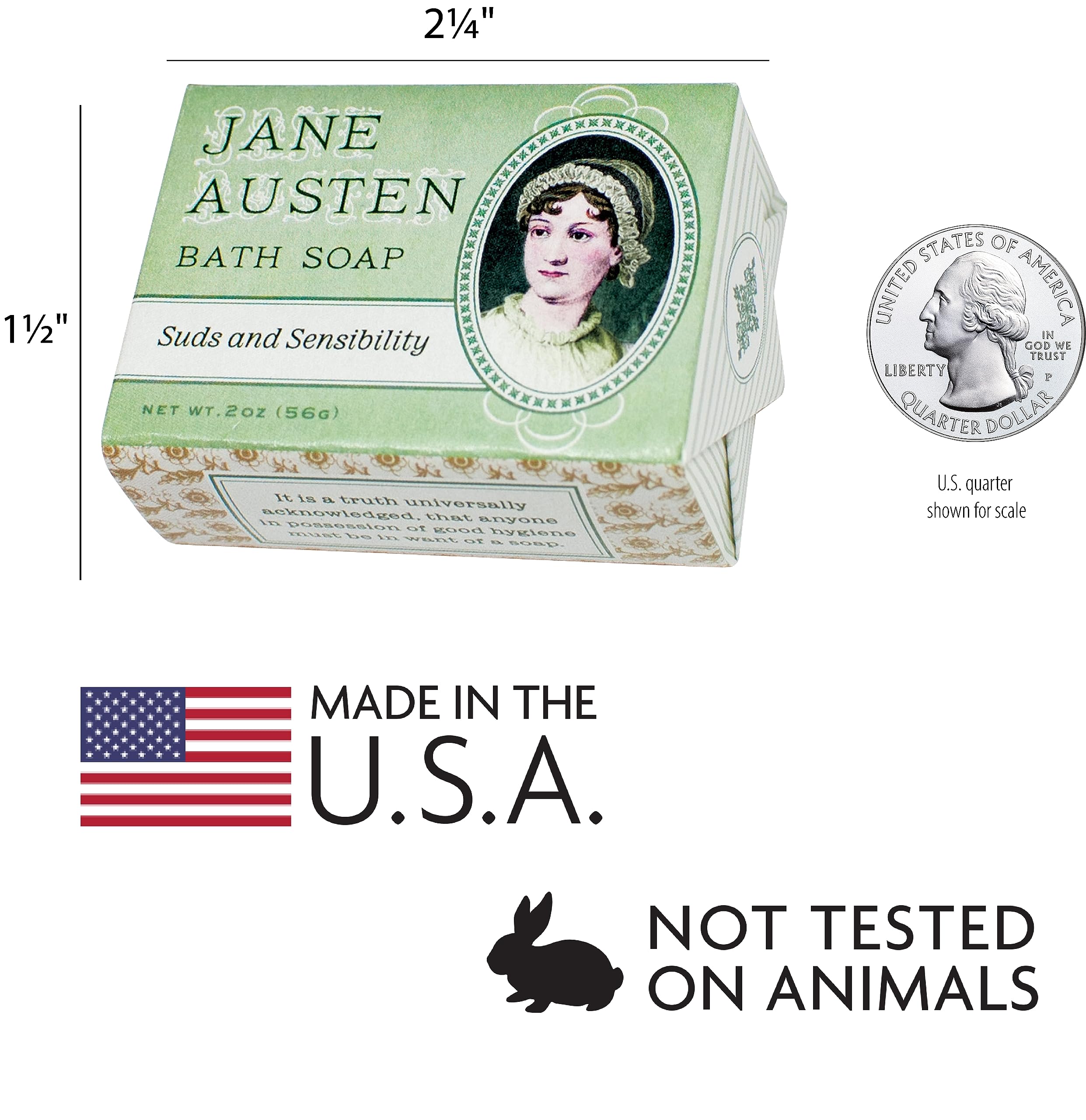 Jane Austen Inspired Handmade Bath Soap - Natural Luxury Soap Bar Made in USA - Perfect for Gifts, Relaxation & Literary Lovers