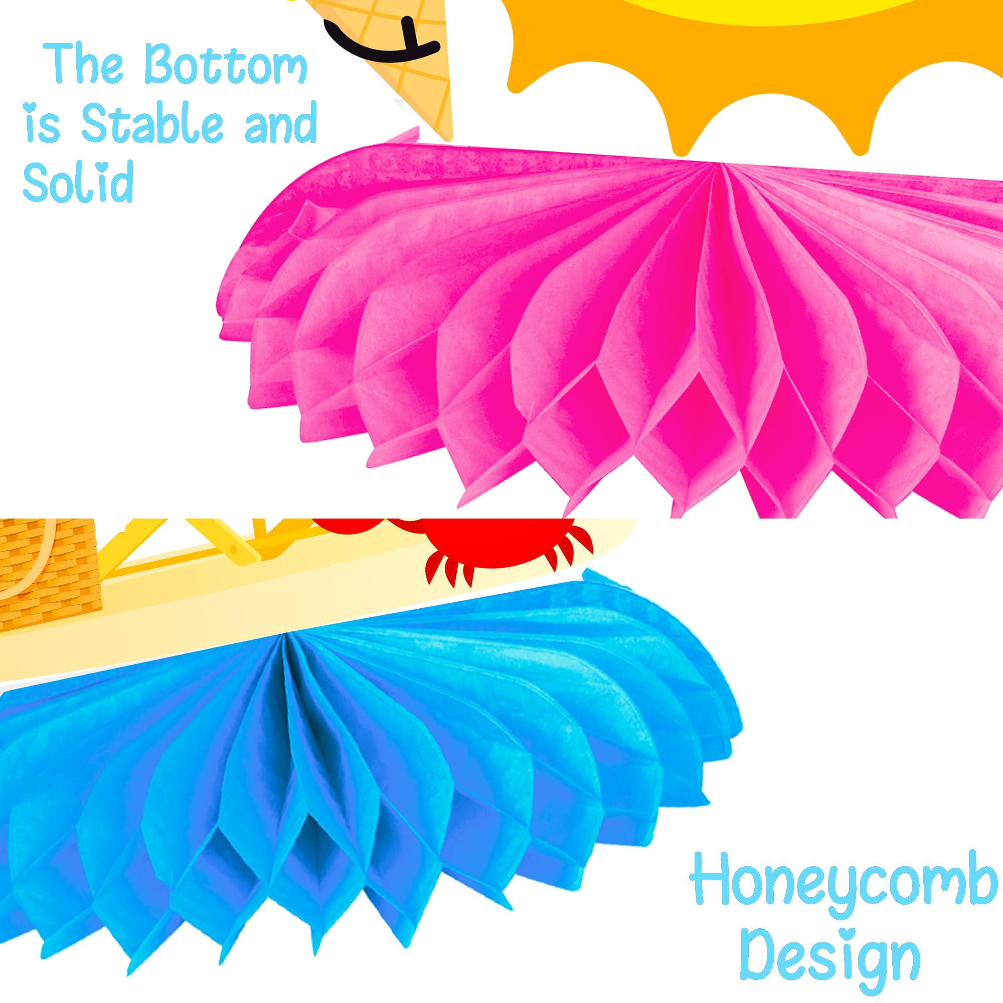 11Pcs Honeycomb Summer Party Decorations - Beach Pool Table Centerpieces for Hawaiian Themed Birthday, Wedding & BBQ Events | Perfect for Outdoor Gatherings, Luau Parties & Tropical Celebrations