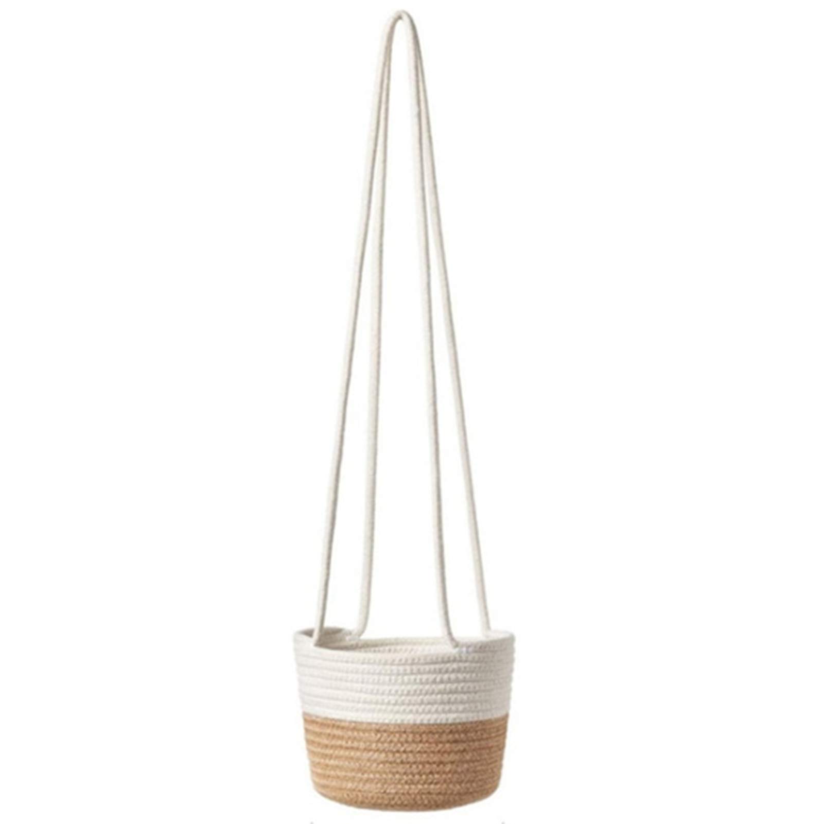 Guohanfsh Cotton Rope Woven Planter Basket - Wall Hanging Storage Organizer for Indoor/Outdoor Plants, Home & Garden Decor (Beige) | Perfect for Living Room, Patio, Bedroom & Balcony Decorations