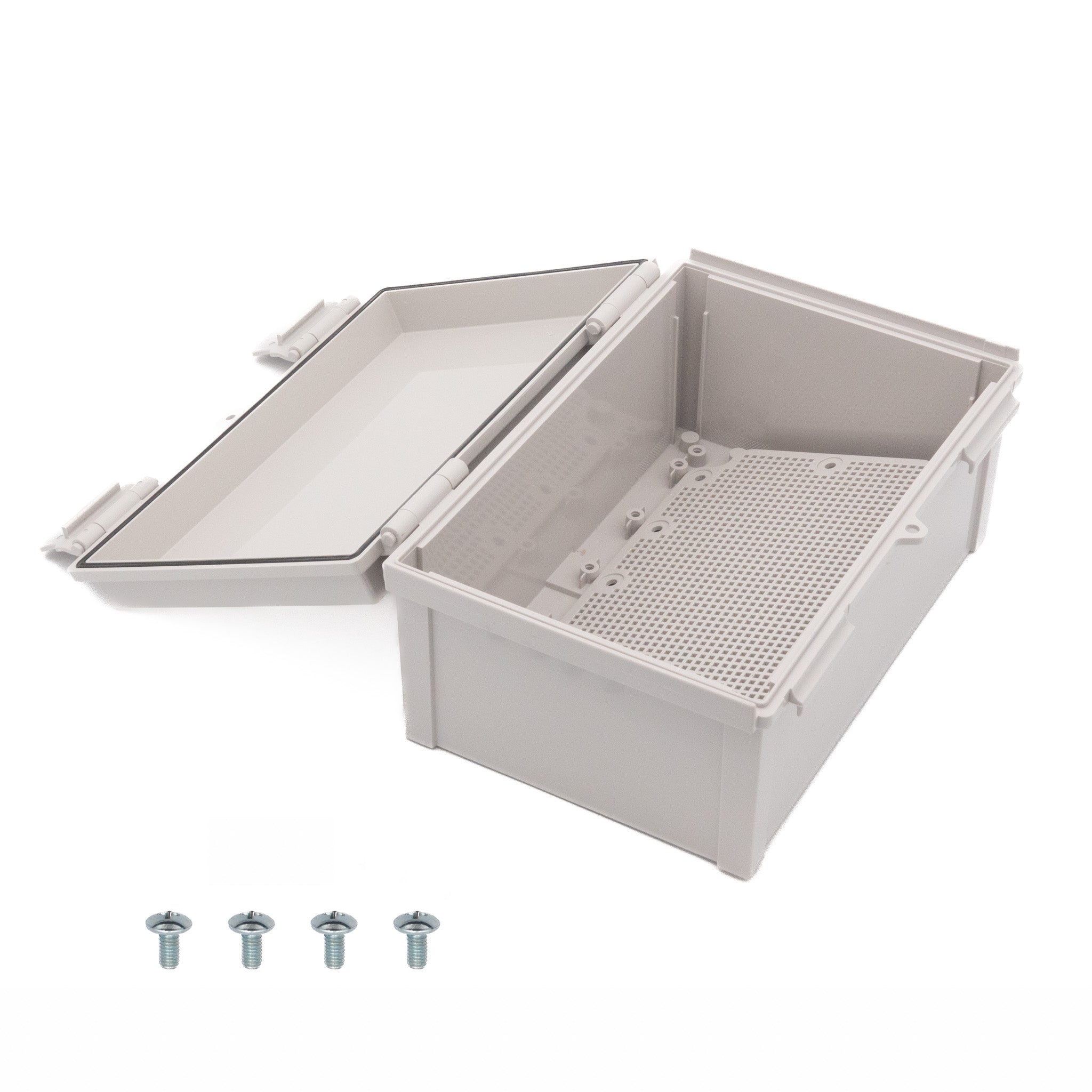 Boxco Q Series 7.87 x 11.81 x 5.51 Inches (200 x 300 x 140mm) Waterproof Plastic Enclosure - IP67 Rated, IK08 Impact Resistant, ABS Material with Grey Hinged Cover - Ideal for Outdoor Electronics, Industrial Equipment & DIY Projects