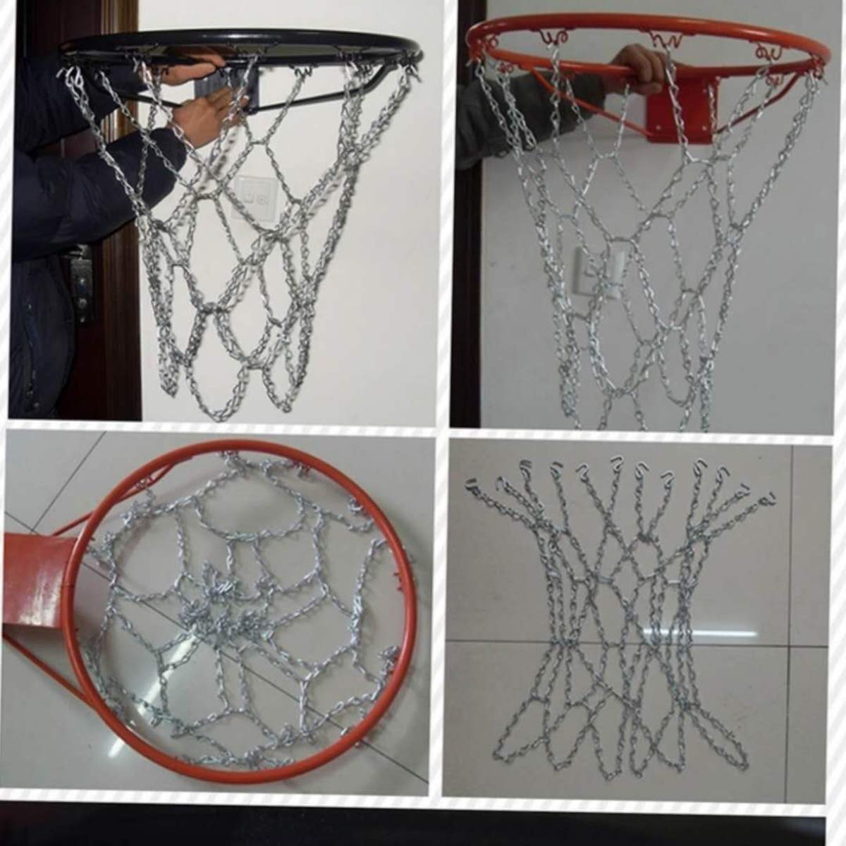 LIOOBO Heavy-Duty Iron Chain Basketball Net - Professional Standard Replacement for Basketball Goals | Perfect for Outdoor Courts, Driveway Hoops & Gym Use