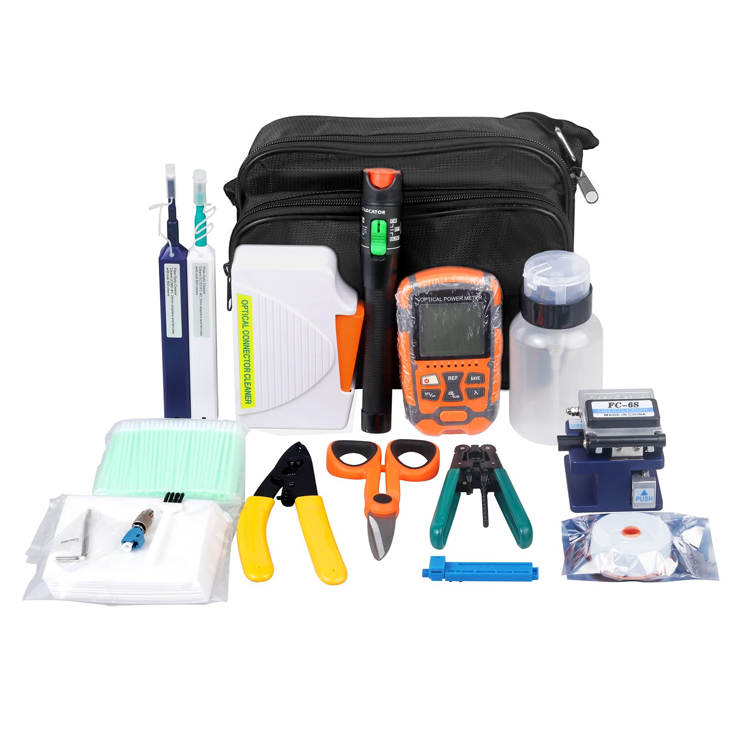 Professional Fiber Termination Kit - 30Km Visual Fault Locator & FTTH Fiber Optic Tool Set with Cleaver & Light Meter for CATV Engineering | Network Installation & Maintenance