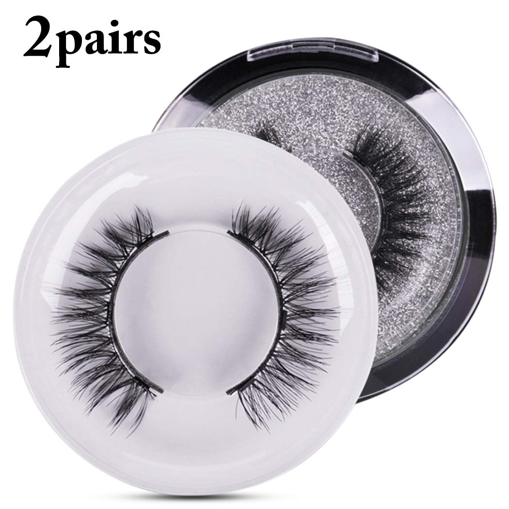 Boxoon 2 Pairs 3D Fiber False Eyelashes - Natural Looking Fake Lashes for Dramatic Eye Makeup | Perfect for Parties, Weddings & Daily Wear