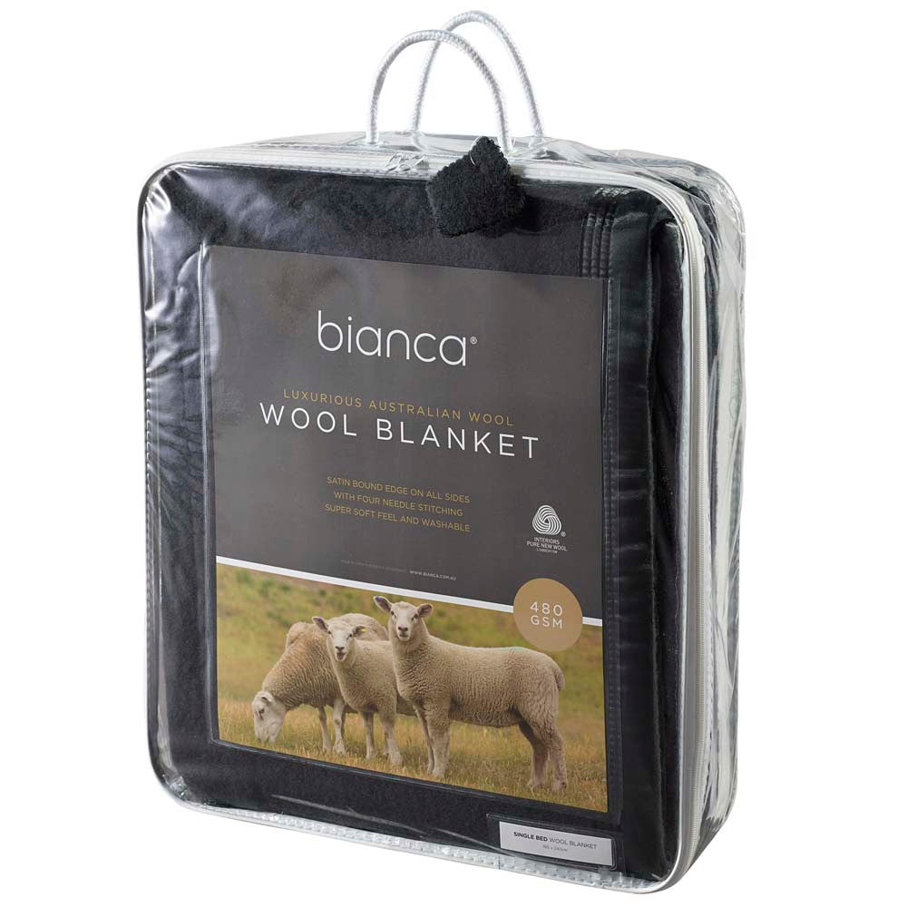 Premium 100% Australian Wool Blanket - Charcoal Grey Double Size | Soft & Warm for Winter, Cozy Home Decor, Camping & Outdoor Adventures