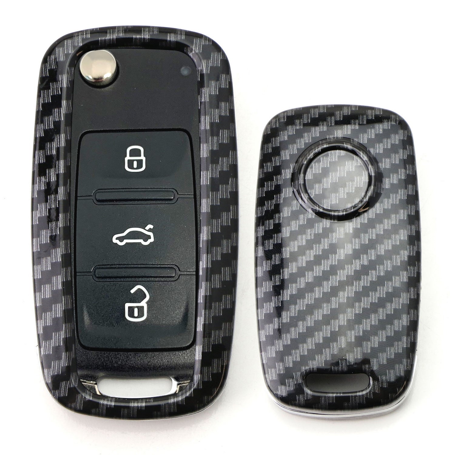 Premium Carbon Fiber Key Fob Shell Case Cover for Volkswagen VW Golf GTI R32 Jetta Rabbit Passat Beetle Polo - Durable & Lightweight Replacement Key Fob Housing (Perfect for Car Enthusiasts & Daily Protection)