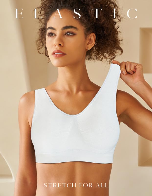 SIMIYA Women's Seamless Wireless Yoga Sports Bra - Comfortable Stretchy Workout Bra with Removable Pads for Running, Gym, Fitness & Active Lifestyle