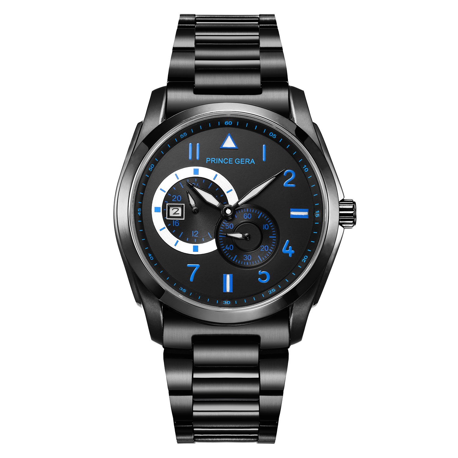 Men's Black Sports Stainless Steel Analog Mechanical Wrist Watch - Waterproof, Durable & Stylish for Outdoor Activities, Work & Christmas Gifts