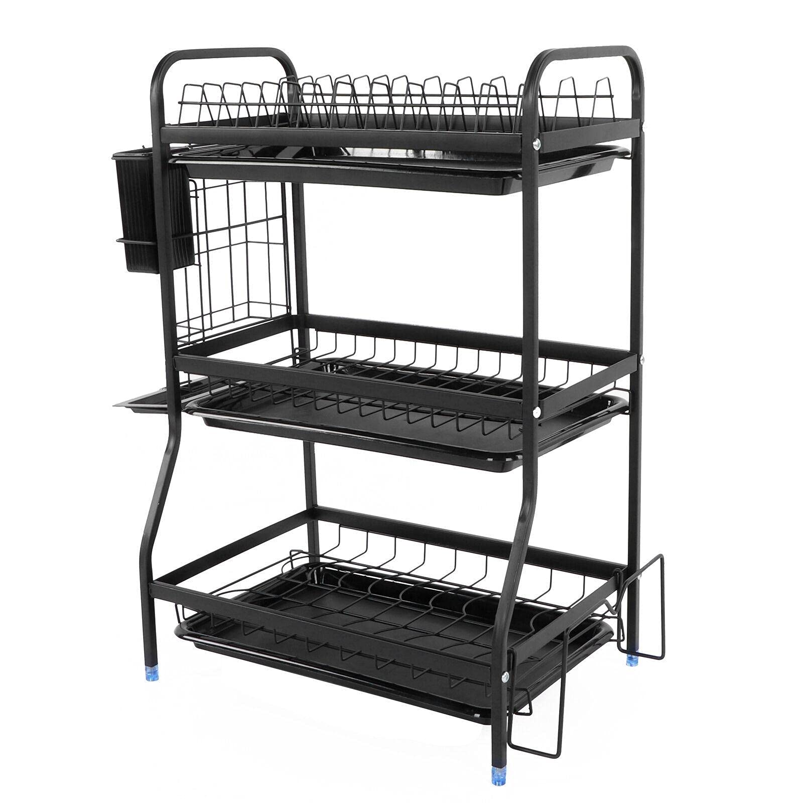 Stainless Steel 3-Tier Dish Drainer Rack with Removable Trays - Space Saving Kitchen Organizer for Plates, Bowls & Utensils | Perfect for Small Kitchens, Apartments & RV Use