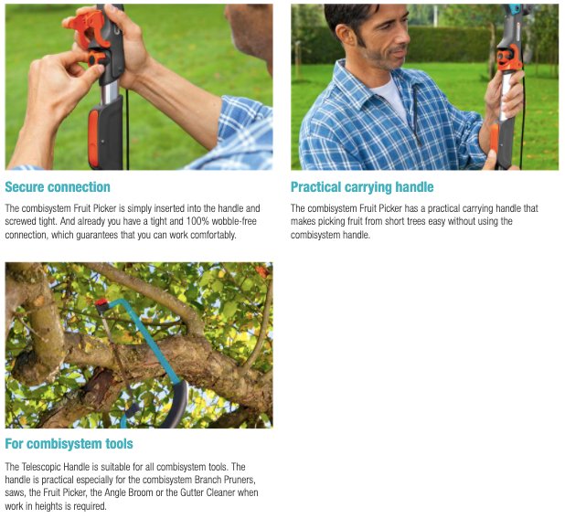 Gardena Combisystem Telescopic Handle 210-390 cm (3721-20) - Adjustable Garden Tool Extension Pole for Rakes, Brooms & More - Perfect for Yard Work, Cleaning & Outdoor Maintenance