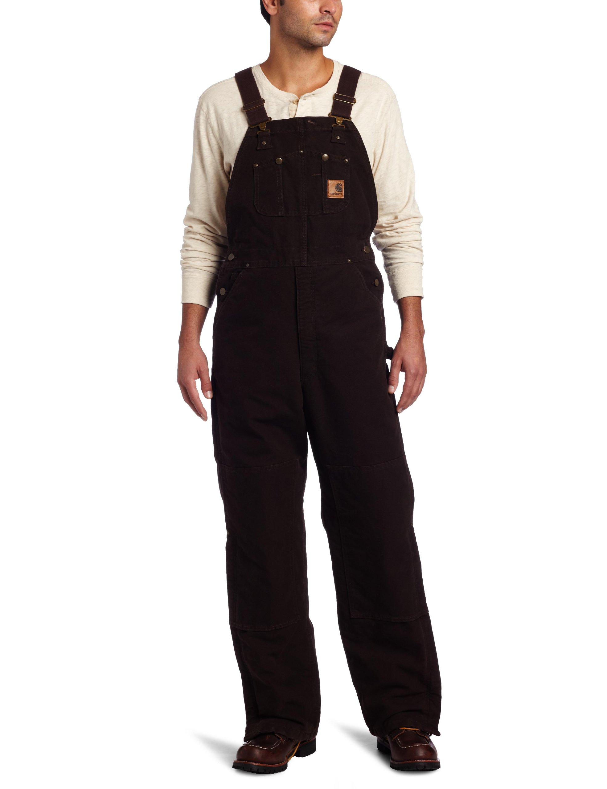 Carhartt Men's Quilt Lined Sandstone Bib Overalls R27 - Durable Workwear for Construction, Farming & Outdoor Activities