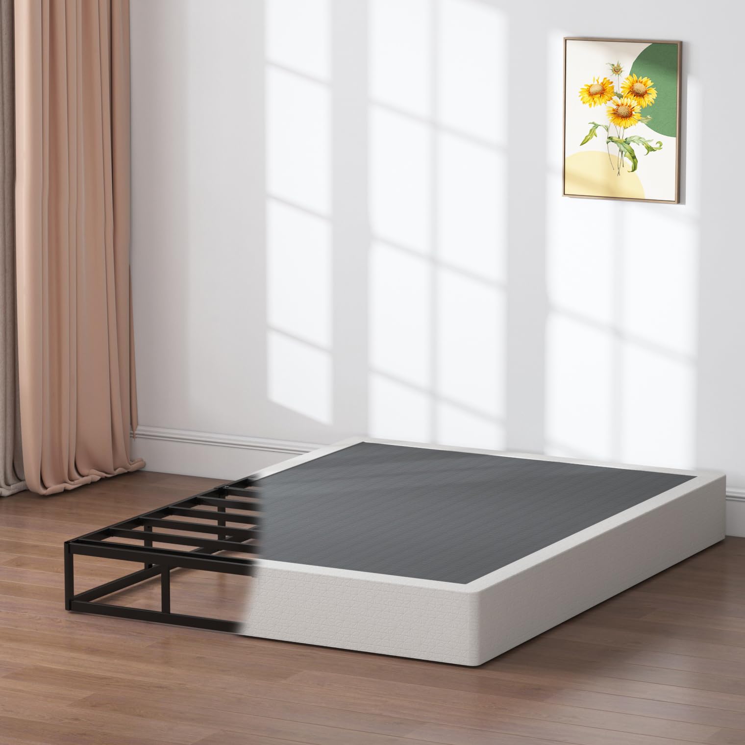 9 Inch Queen Box Spring - High Profile Metal Frame with Fabric Cover, Easy Assembly, 3000 lbs Weight Capacity - Perfect for Queen Beds, Guest Rooms & Dormitories