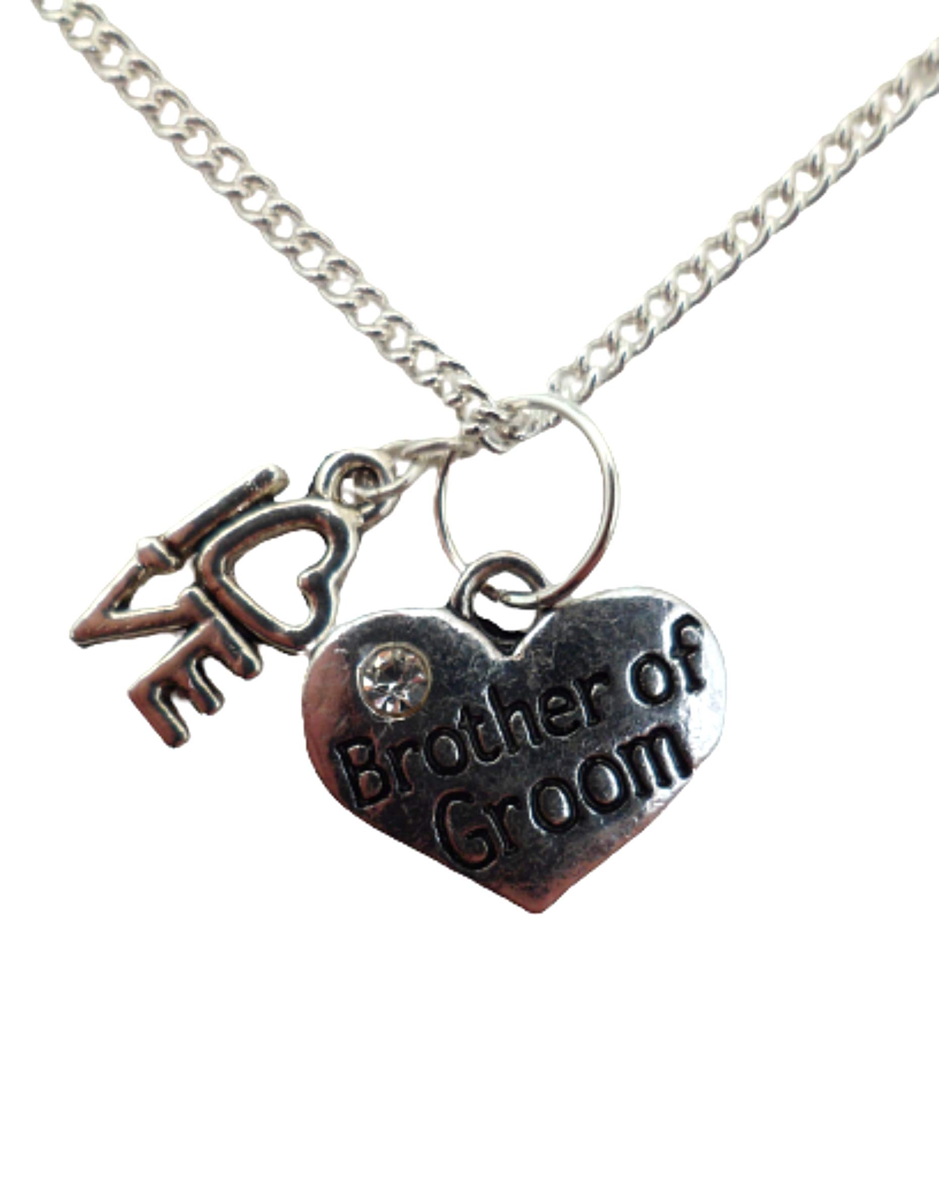 Silver Plated Love Heart Gem Charm Necklace for Groom - Perfect for Weddings, Anniversaries & Romantic Gifts