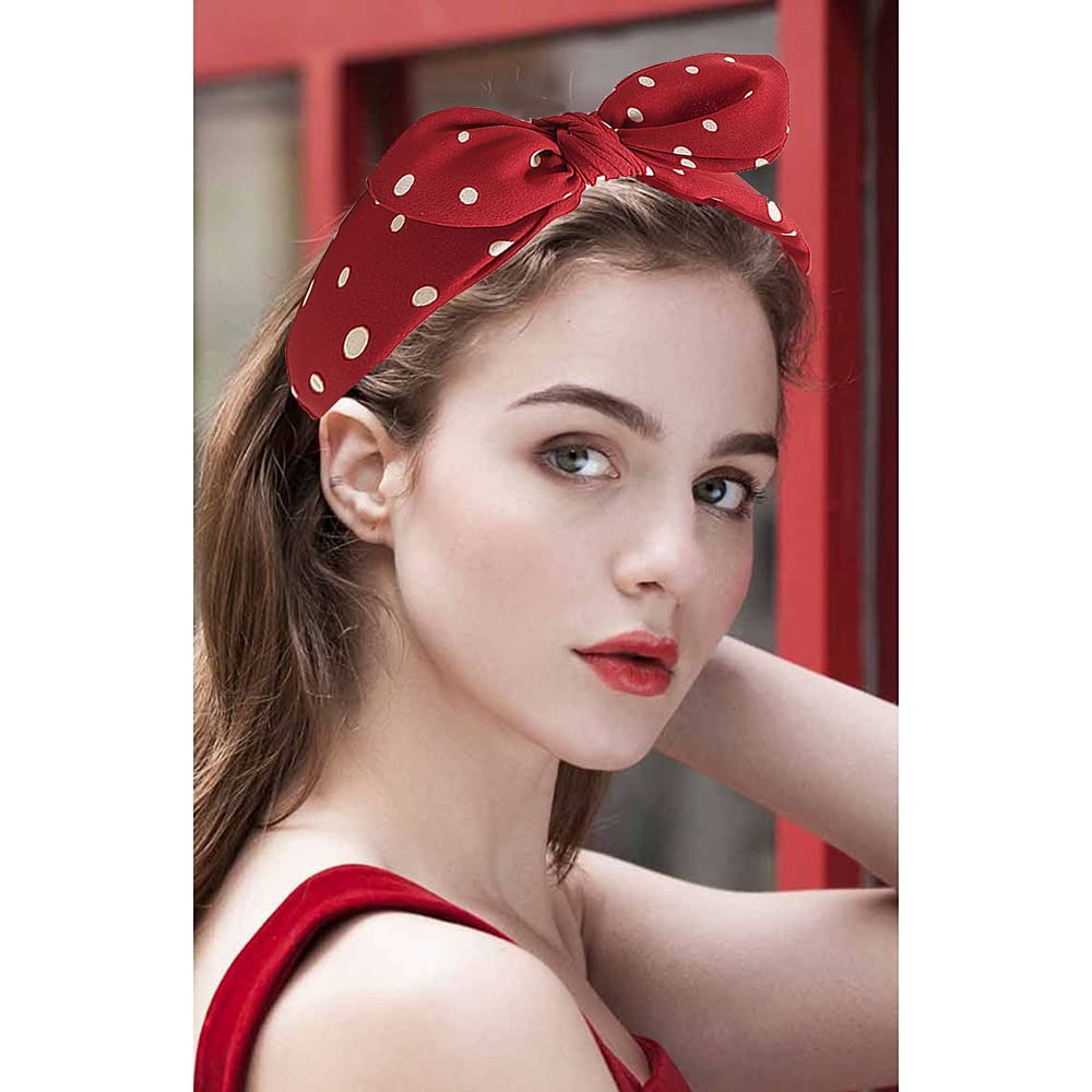 3 Pack Women's Bow Headbands - Wide Polka Dot Hair Hoops with Rabbit Ears | Fashion Hair Accessories for Everyday Wear, Parties & Photo Shoots