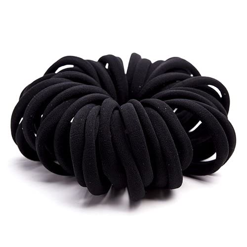 MANODHRUVA Textured Hair Rubber Bands for Women - 36 Pack Black Elastic Hair Ties for Thick & Thin Hair - Perfect for Ponytails, Braids, Buns & Everyday Hairstyles