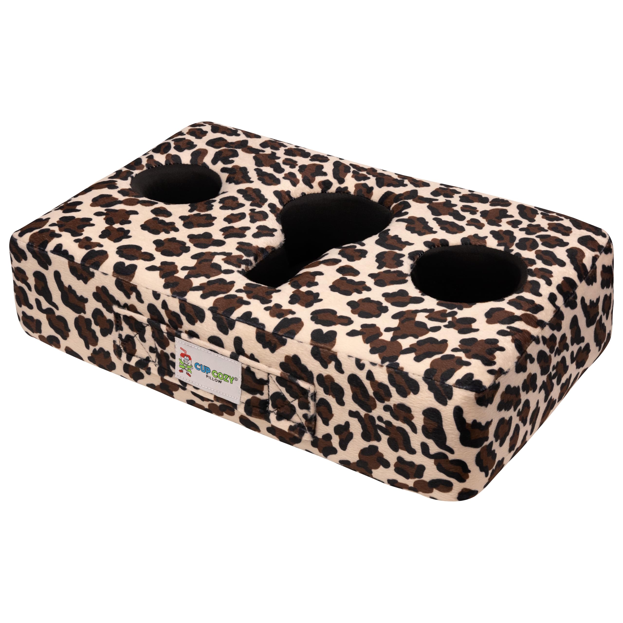 Original Cup Cozy Pillow - Gray Leopard Print - As Seen on TV - Best Couch, Bed & Car Cup Holder for Drinks, Snacks & Remote Controls - Perfect for Home, Office & Travel Use