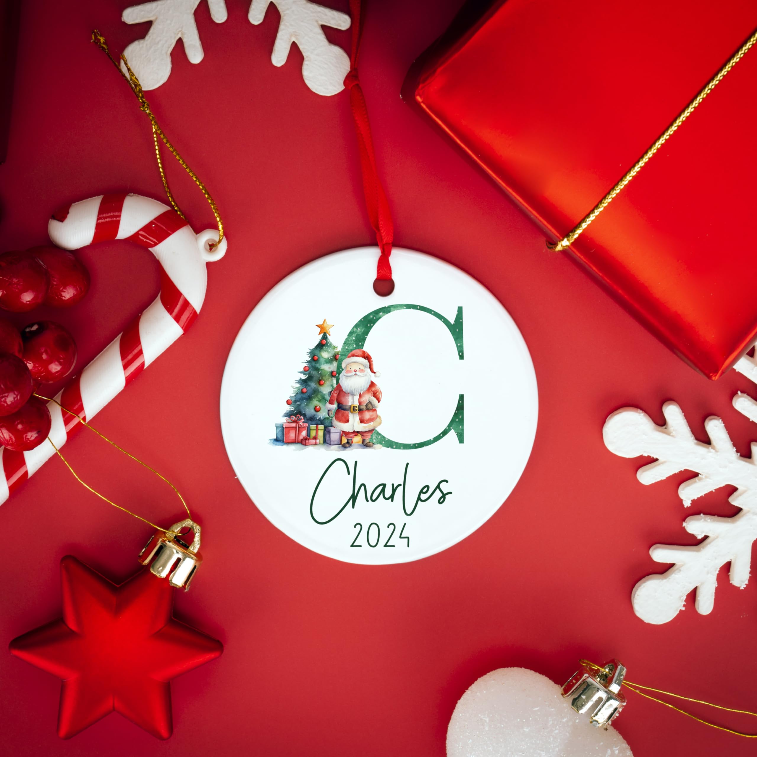 Personalized Christmas Initial Ornament with Name - 3 Custom Designs - Unique Holiday Hanging Decor for Kids - Perfect Gift for Tree Decorating & Family Celebrations