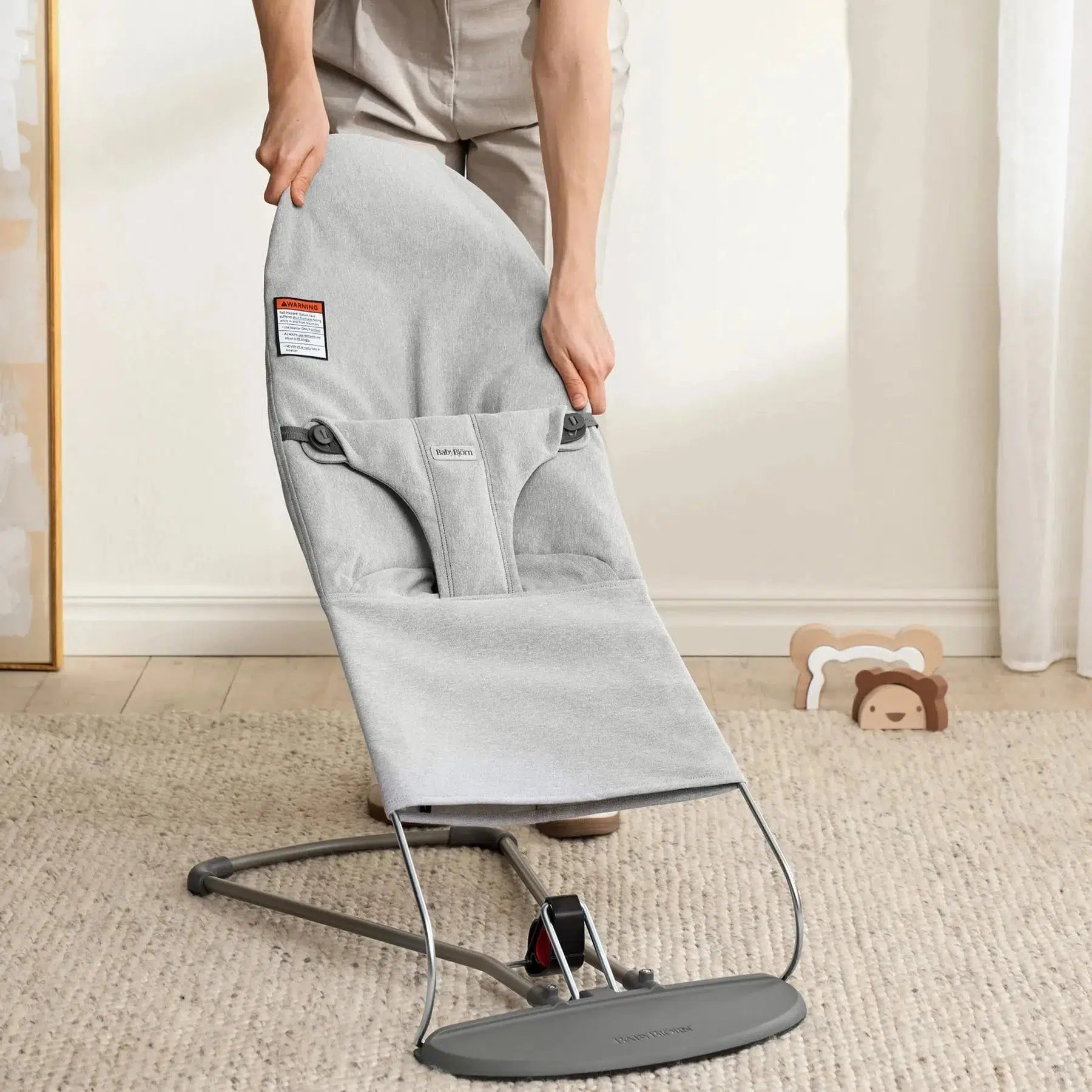 Baby Bjorn Bouncer Bliss Melange - Light Grey Baby Bouncer & Rocker | Ergonomic Design for Newborns to Toddlers | Perfect for Nursery, Playtime & Soothing