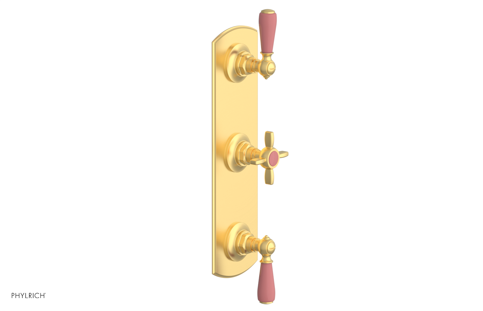 Jamestown Thermostatic Shower Valve with Dual Volume Control - Pink Accented Bathroom Fixture for Modern & Vintage Bathroom Renovations