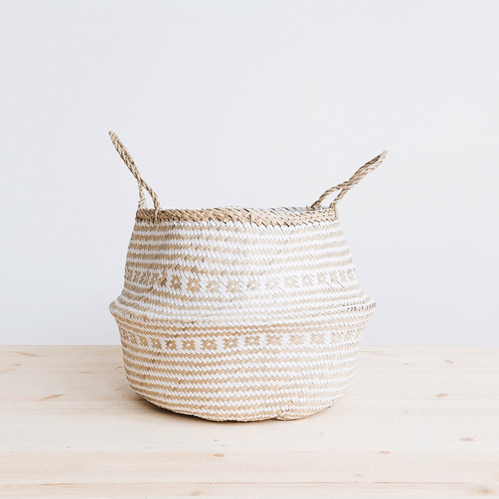 Riley Belly Basket - Handwoven Natural Fiber Storage Basket for Home Organization - Perfect for Nursery, Living Room, or Bathroom Decor