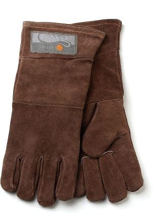 Premium Heat-Resistant Outset Leather BBQ Grill Gloves - Brown - Ideal for Grilling, Smoking, and Outdoor Cooking Safety
