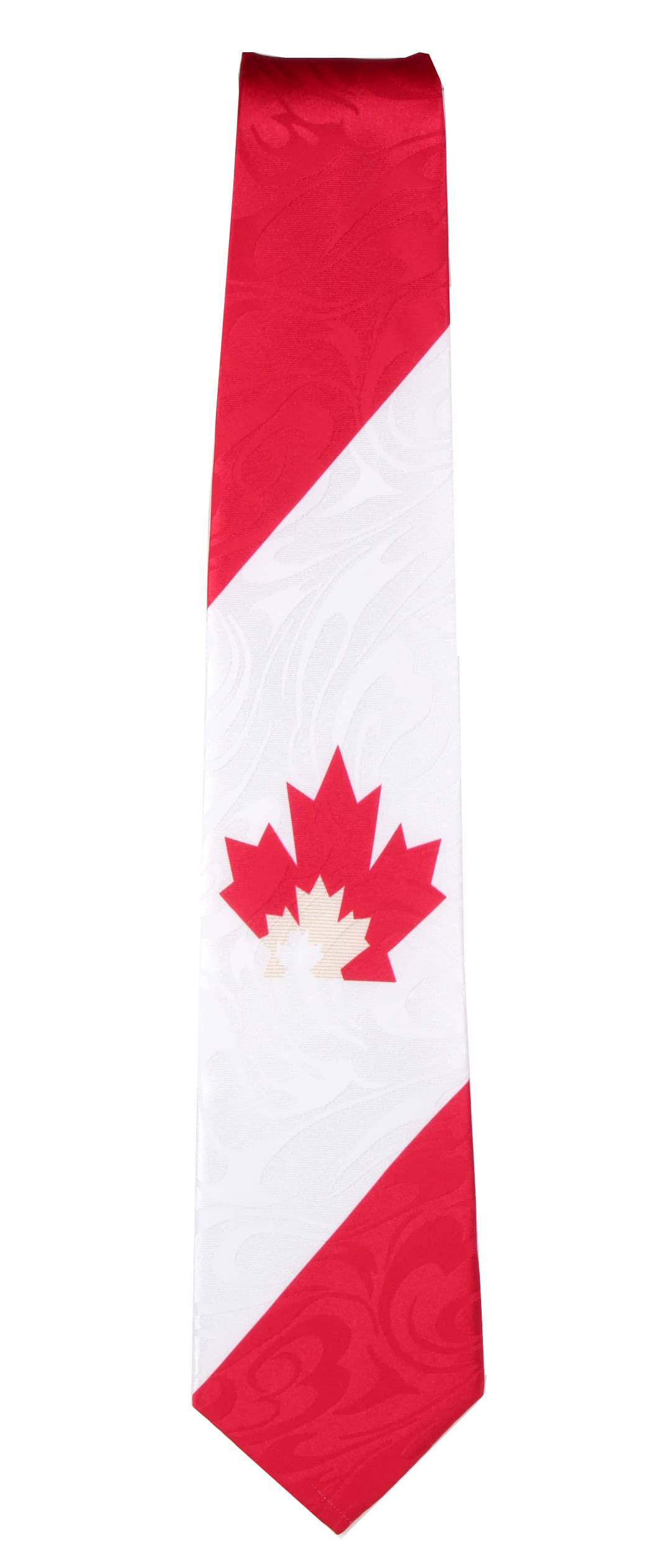 BUYYOURTIES Men's Canada Flag Necktie - Red White Striped Silk Tie for Business, Office & Formal Events - Patriotic Canadian Gift for Dad, Husband & Graduation