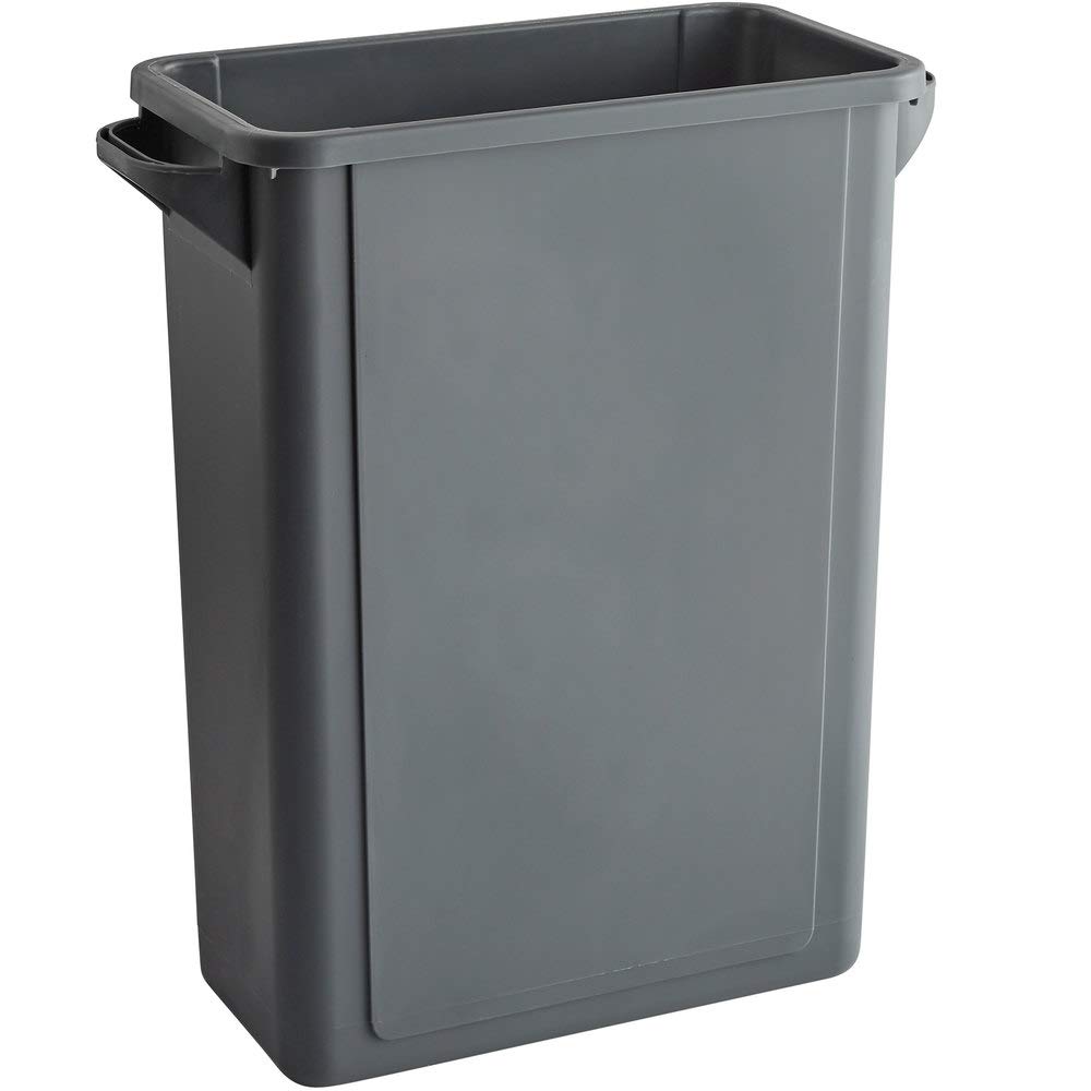 PRO&Family 64 Qt (16 Gallon/60L) Slim Rectangular Trash Can - Gray Touchless Kitchen Garbage Bin, Office Waste Basket & Recycling Bin for Home, Restaurant & Commercial Use
