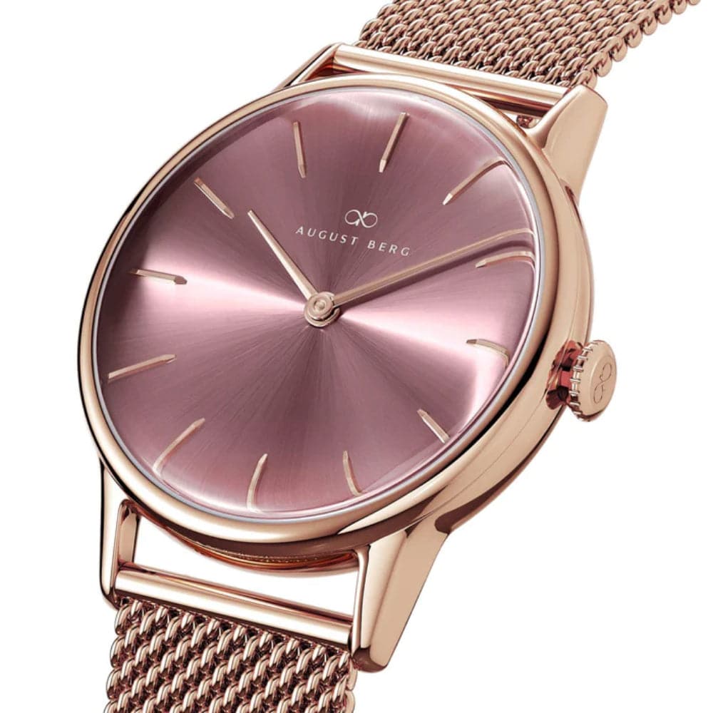 August Berg Serenity Ash & Orchid Rose Gold Mesh Strap Women's Watch 40mm - Elegant Dress Watch for Women, Perfect for Office, Party & Special Occasions