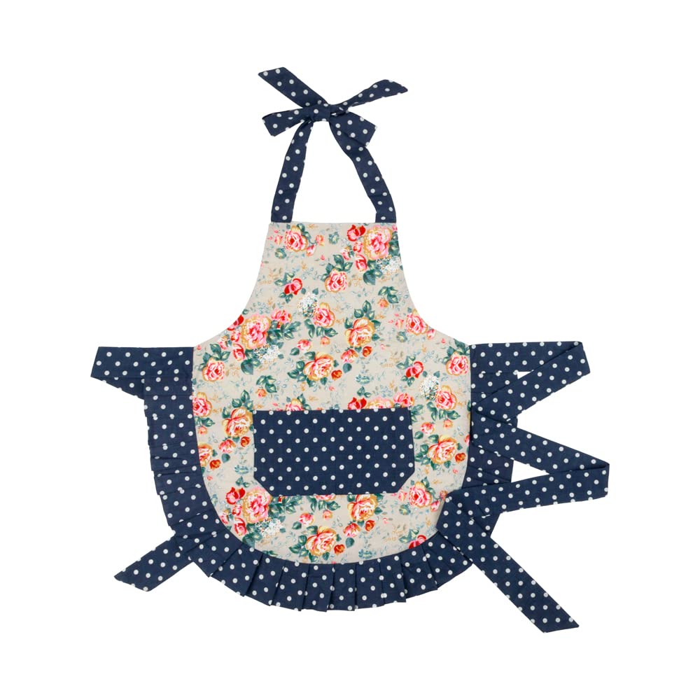 Floral Cotton Kitchen Aprons for Women with Pockets - Adjustable & Stylish Cooking Bib Apron for Baking, Grilling & Home Chef Use