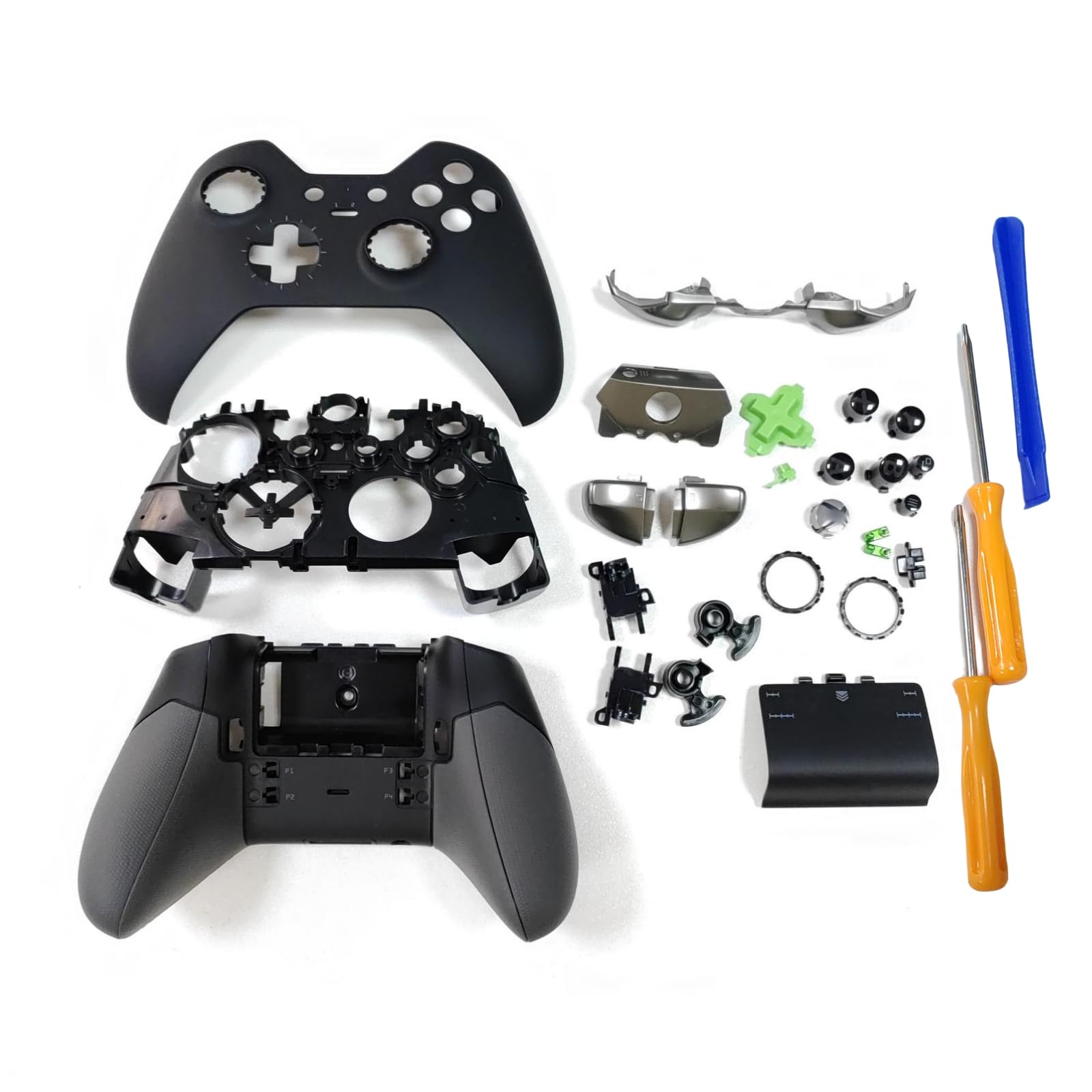 Xbox Elite 1st Controller Replacement Housing Shell Kit - Full Case Cover, Faceplate, Middle Frame, Side Rails, ABXY LT RT Buttons & LB RB Bumper Accessories (Black) | Perfect for DIY Repairs & Custom Gaming Setup