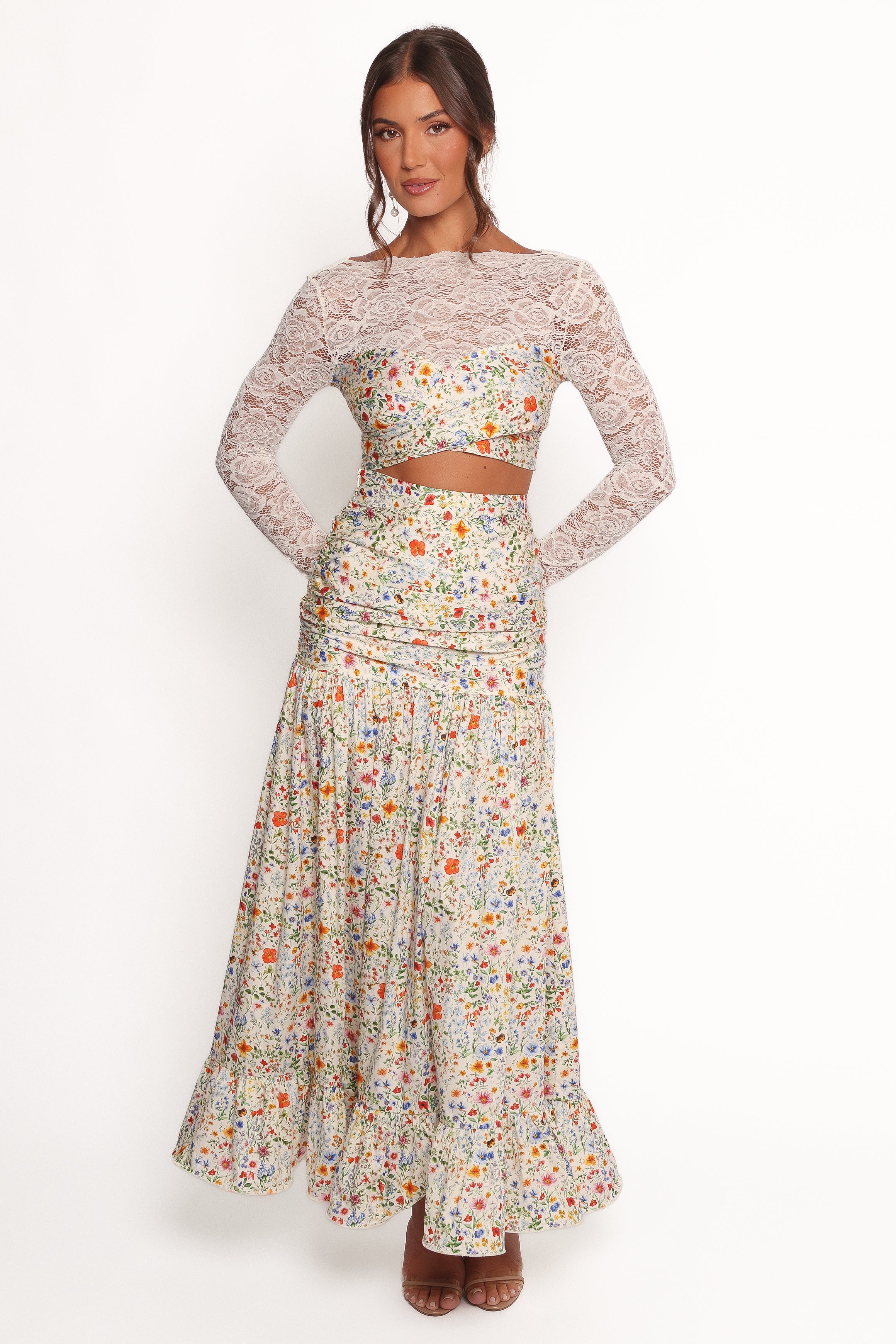 Dara Maxi Skirt - Floral Garden Print Women's Long Skirt | Boho Summer Beach Dress, Casual Outfit for Vacation & Outdoor Activities