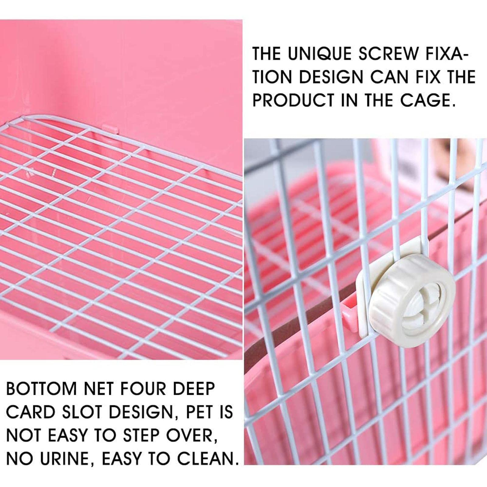 Small Animal Litter Box for Rabbits, Guinea Pigs & Ferrets - Corner Toilet Trainer with Bedding Pan for Bunny Cage Accessories - Pink (Perfect for Indoor Pet Training & Cage Cleanliness)