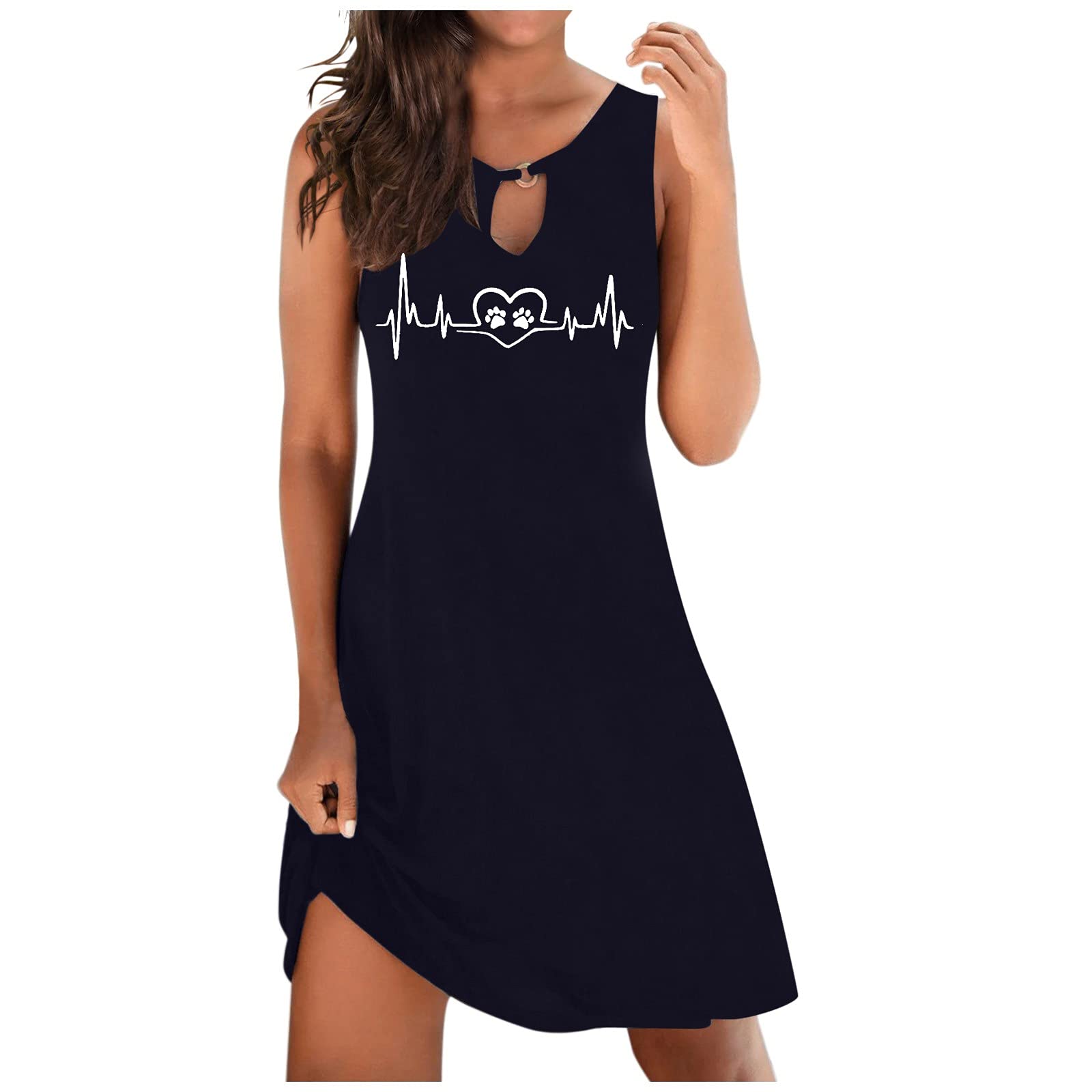 Tsmile Women's Floral Print Boho Beach Mini Dress - Sleeveless Loose Sundress for Summer | Perfect for Beach Vacations, Pool Parties & Casual Outings