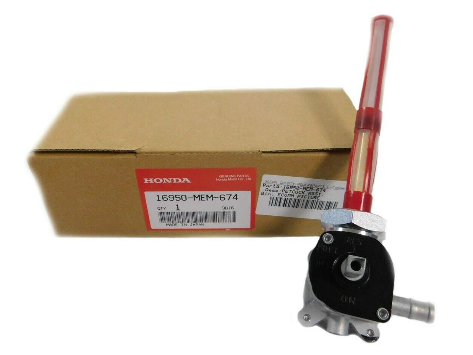 Honda OEM Fuel Valve Petcock On Off Switch for VTX1300C VTX1300R VTX1300S VTX1300T Motorcycle - Part #16950-MEM-674 - Perfect for Fuel System Maintenance & Repair