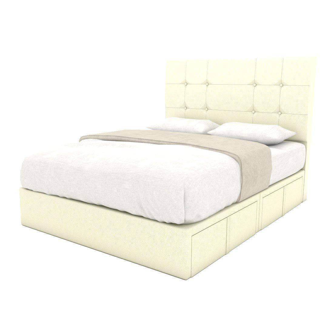Jaxon Faux Leather Drawer Bed Frame - Queen Size Storage Platform Bed with Upholstered Headboard - Modern Bedroom Furniture for Small Spaces & Guest Rooms